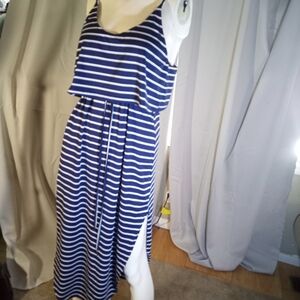 Navy and White Striped Maxi Dress